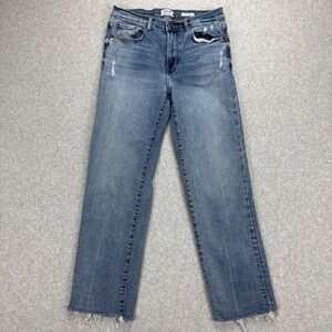 Kensie Vintage Luxe The Slim Jeans Size 8/29 Blue Distressed Raw Hem Whiskering